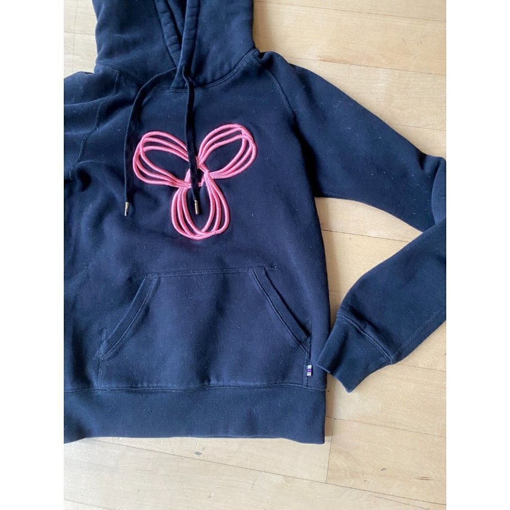 TNA Aritzia womens black hoodie pink logo sz XXS Sweatshirt - Picture 2 of 5